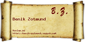 Benik Zotmund névjegykártya